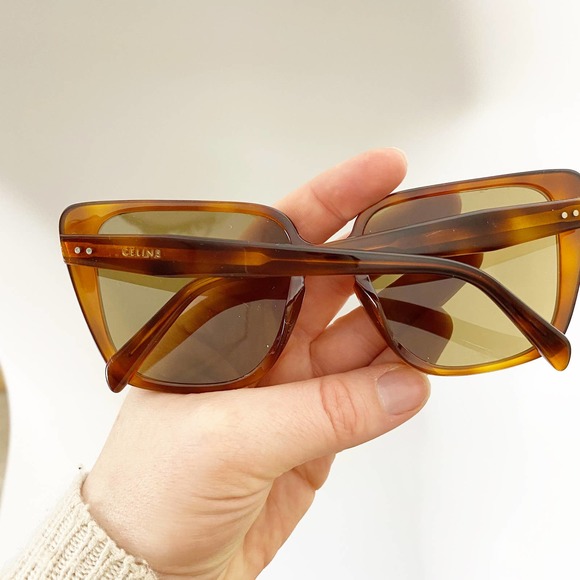 Celine Brown Turtle Rectangular Sunglasses - Picture 5 of 7